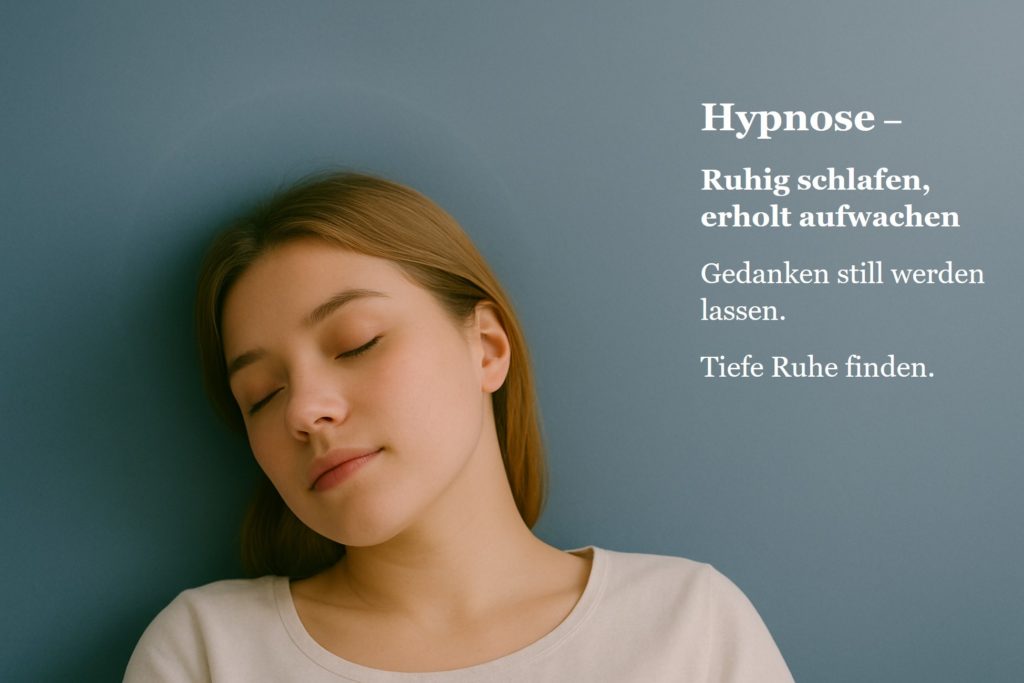 Ruhig schlafende Frau mit blaugrauem Verlauf – Hypnose bei Schlafstörungen in der Praxis Kathrin Nake Dresden.