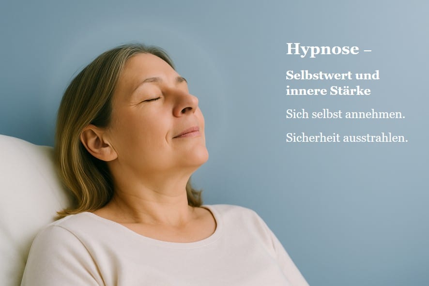 Entspannte Frau mit geschlossenen Augen – Hypnose für Selbstwert und Gelassenheit in der Praxis Kathrin Nake Dresden.
